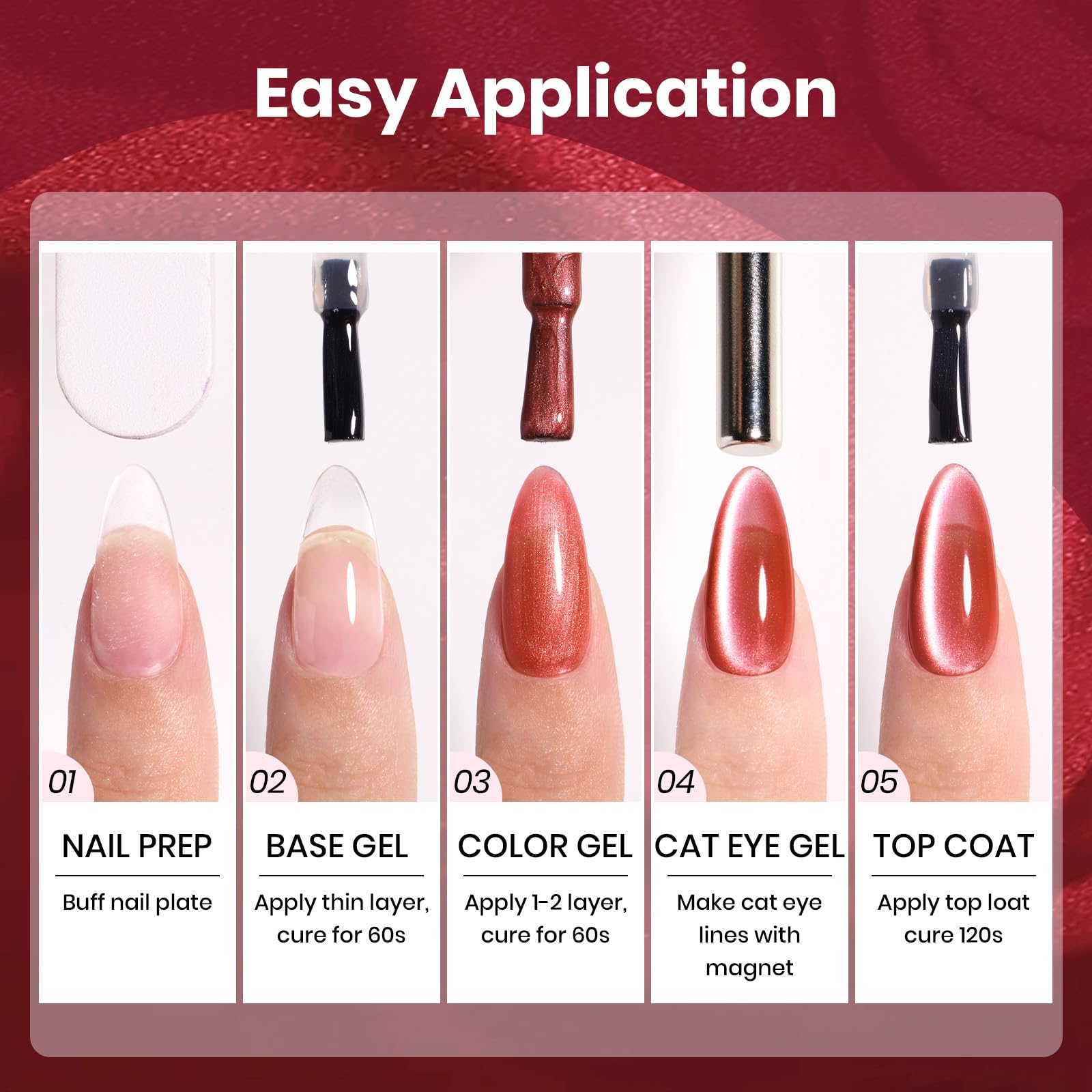 Twilight Toast - 15ML Cherry Red Glass Magnetic Cat Eye Glitter Gel Nail Polish