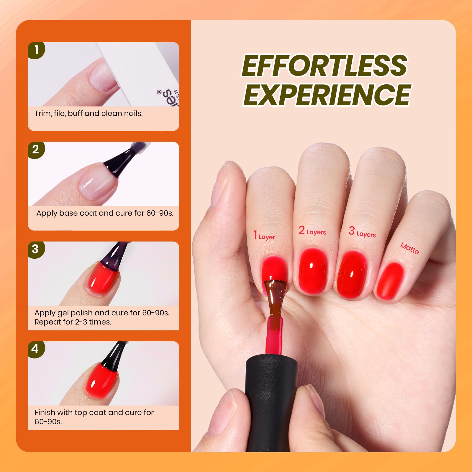Long Lasting Sheer Glow - 6 Colors Gel Nail Polish Set