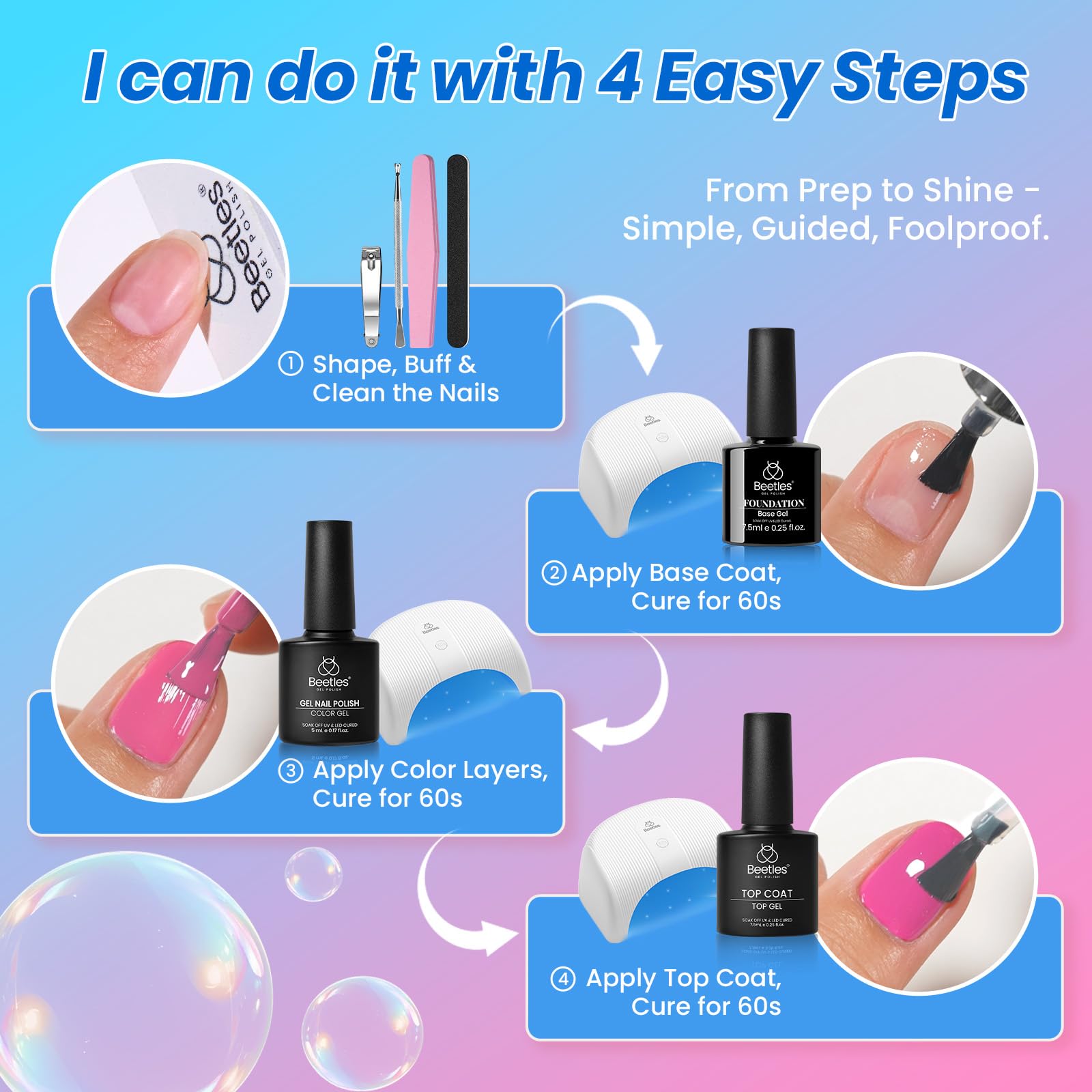Beetles Gel Nail Starter Kit DEAL BOX Mix & Muse 20 Colors All Seasons Shades All-in-One Mani Set