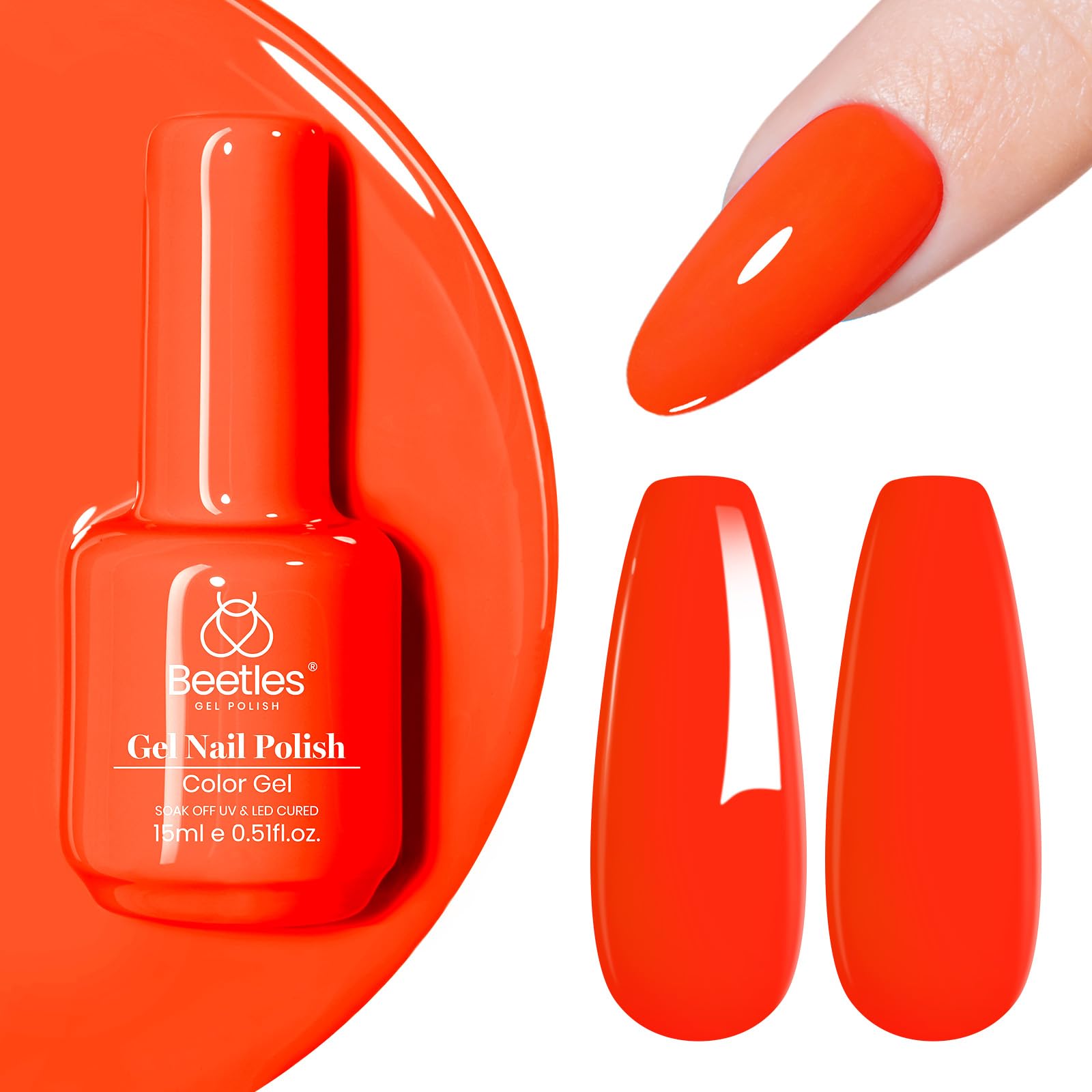 Beetles Neon Orange Gel Polish Sunset Summer Nails Bright Vibrant
