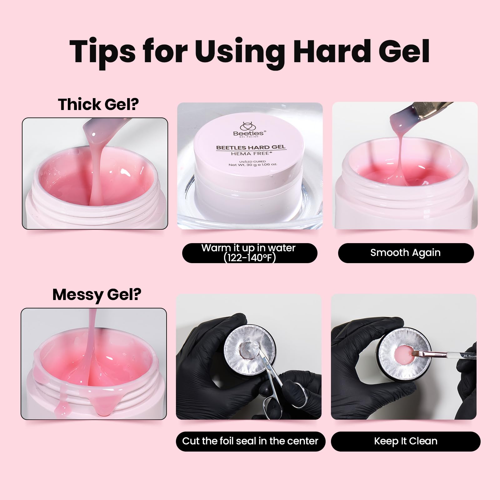 Beetles 9 IN 1 HEMA Free 2 Colors Hard Gel For Nail Extension & Nail with Flat Nail Brush High Hardness Nails