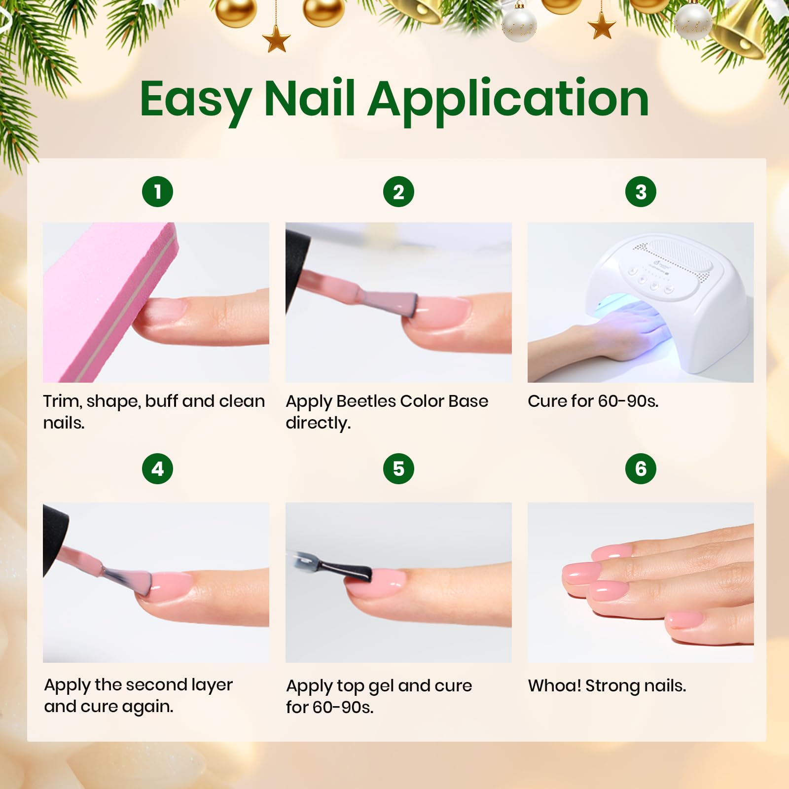 Beetles Rubber Base Gel Nail Polish - Christmas Limited 6 Colors Nude Gel Polish