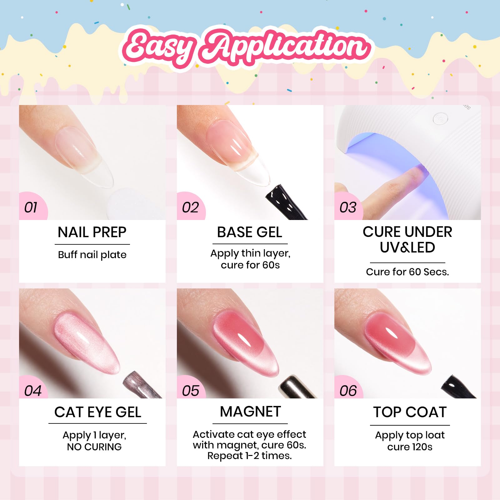 Beetles Fruit Magnet Cat Eye Gel Nail Polish Set - Spring Nails 6 Colors Spring Gel Polish Kit Glitter Cat Eye
