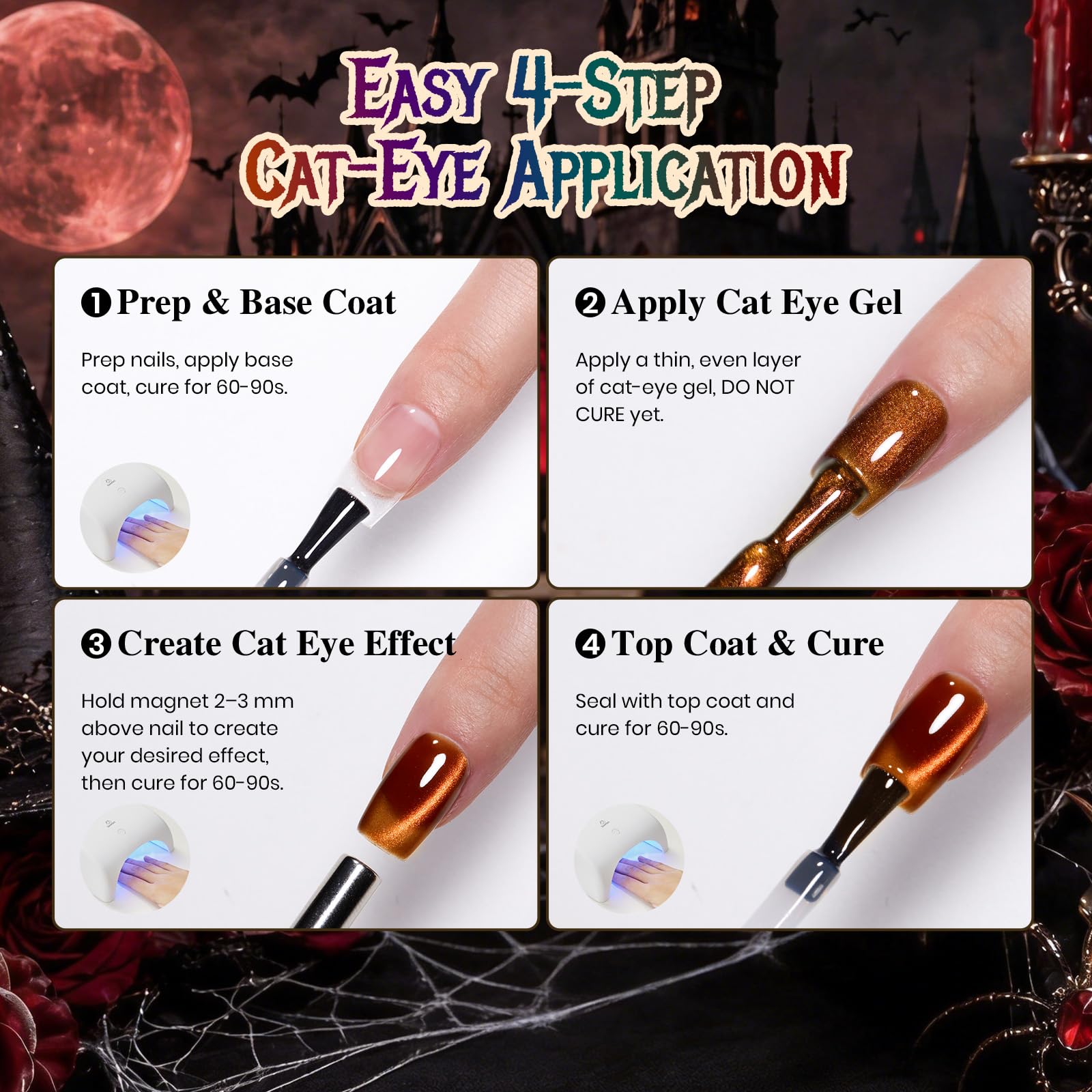 Beetles Witch Potion Cat Eye 6 Colors Gel Nail Polish Set Halloween Nails Gel Polish Set Halloween Box Limited Edition
