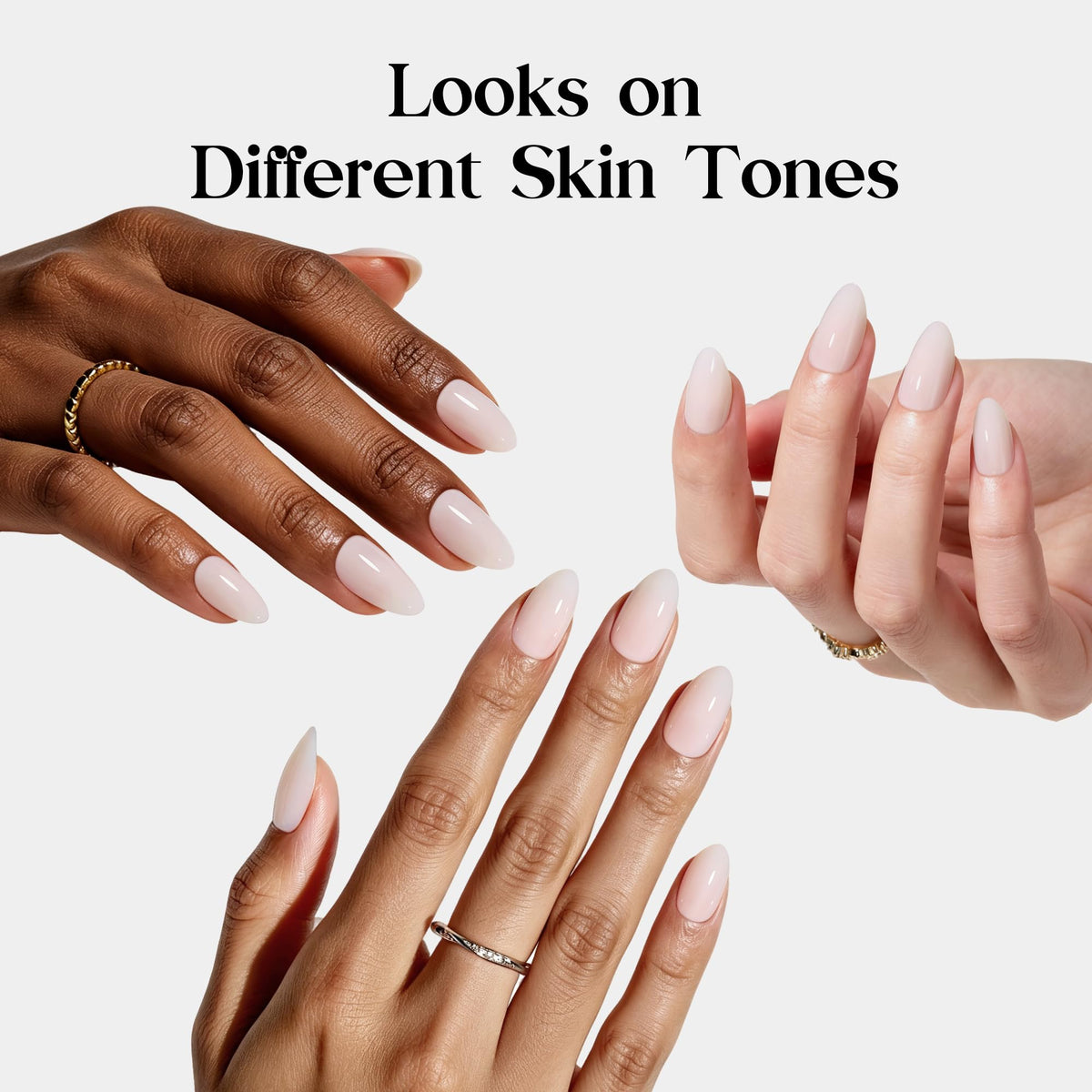 Beetles Pink Nude Press On Nails Short Almond Gel Painted Soft Nails Gel