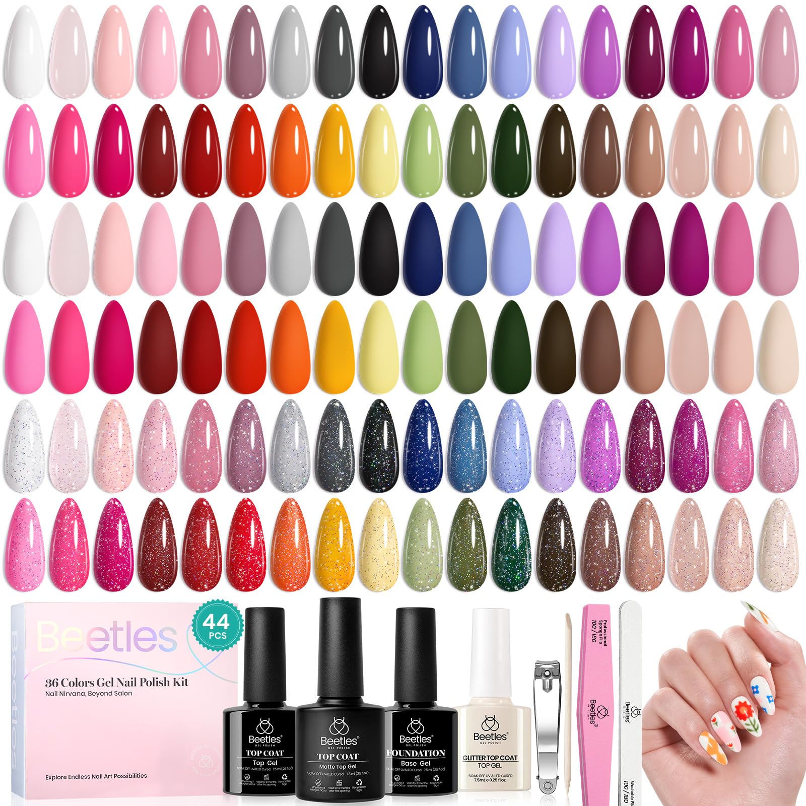 Beetles Gel Polish Colorful Muse 44pcs Winter Gel Nail Polish Set 36 Colors