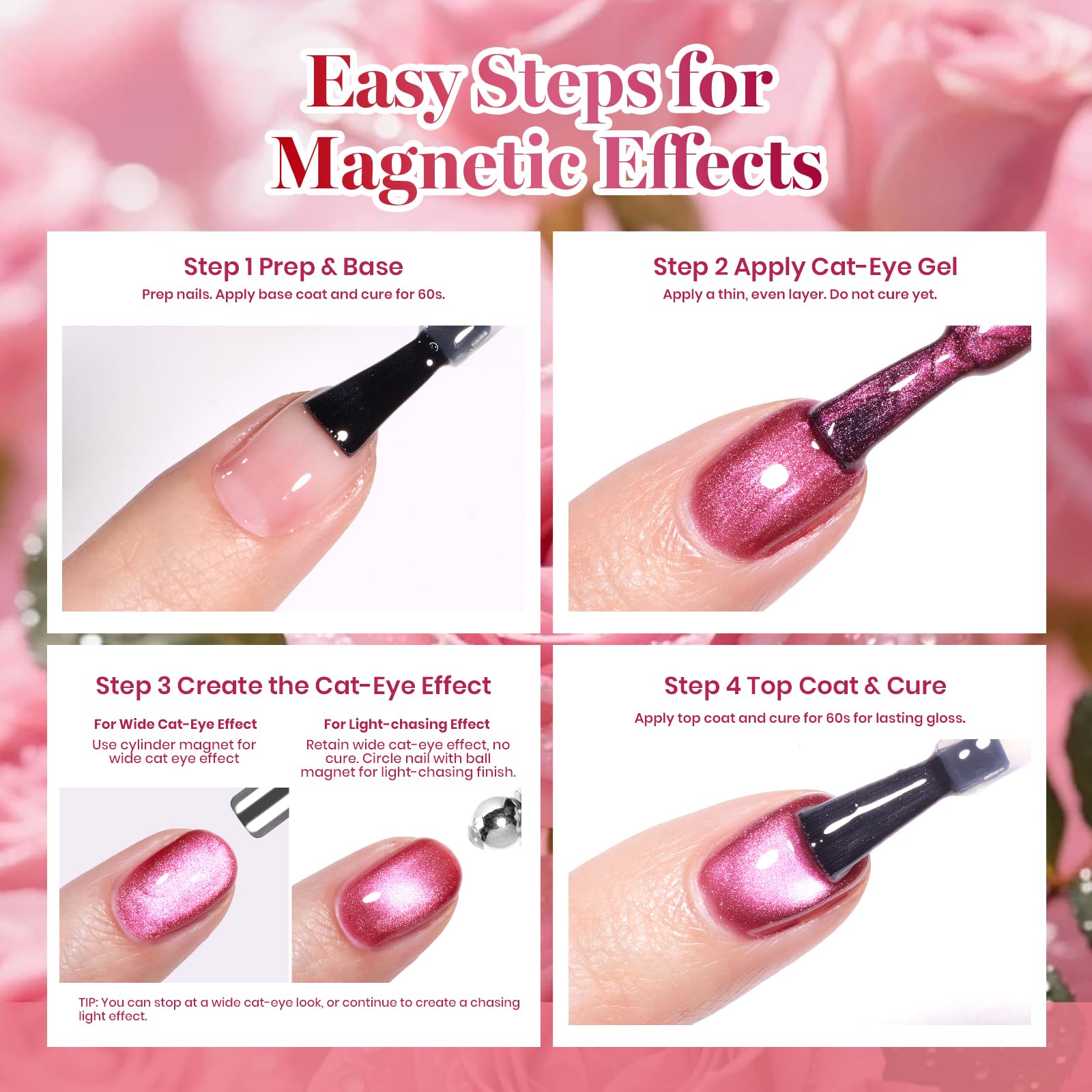 Beetles Garden Kiss 6 Colors Pink Glitter Gel Cat Eye Gel Polish 7.5ml Set