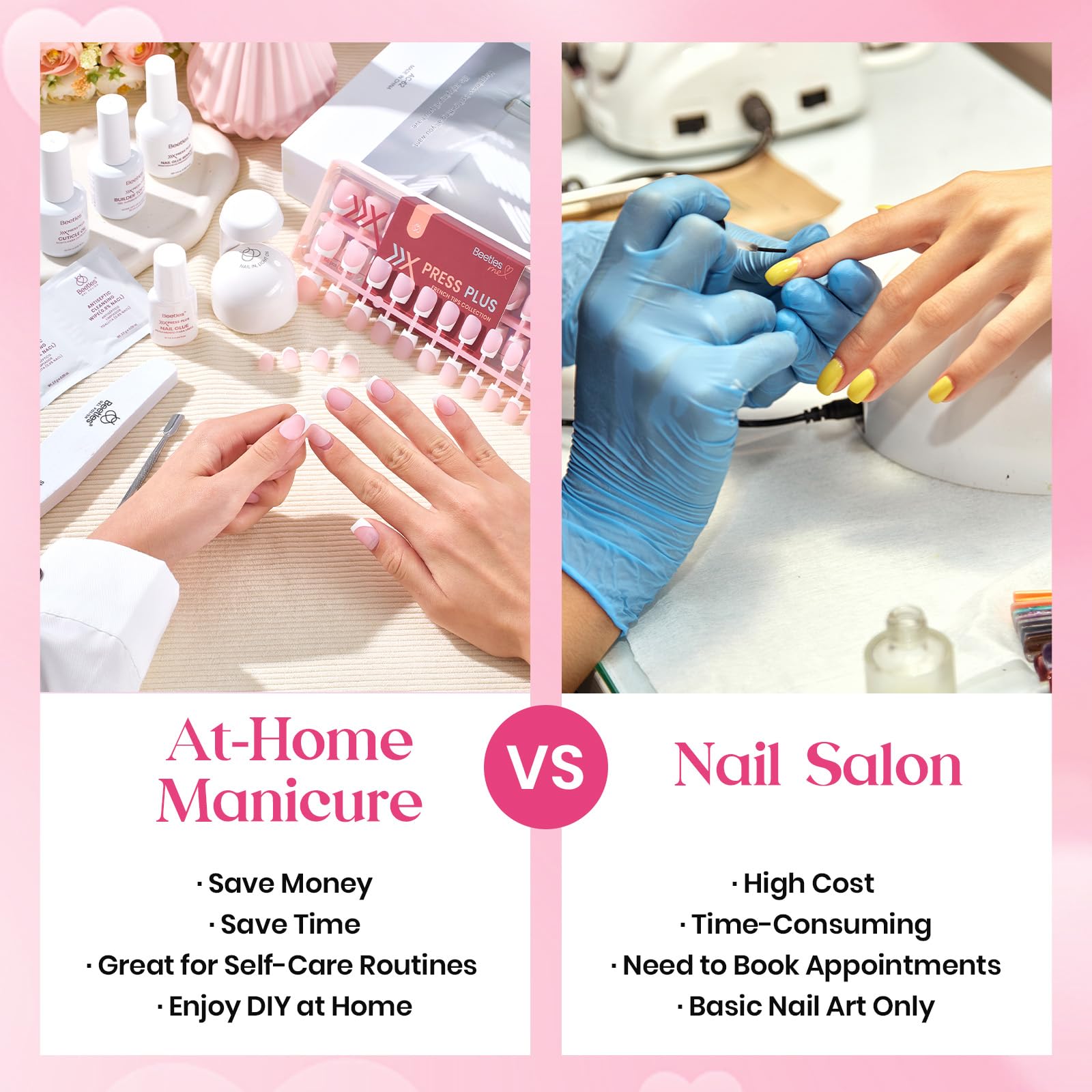 Beetles valentine nails Press On Nails Kit - 15Sizes 300Pcs Short Square French Tip Press On Nails