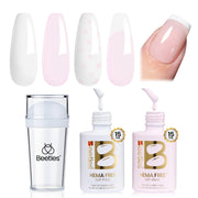 Beetles French Tip Gel Polish - Peach Mousse 15ML with French Tip Stamp Hema Free