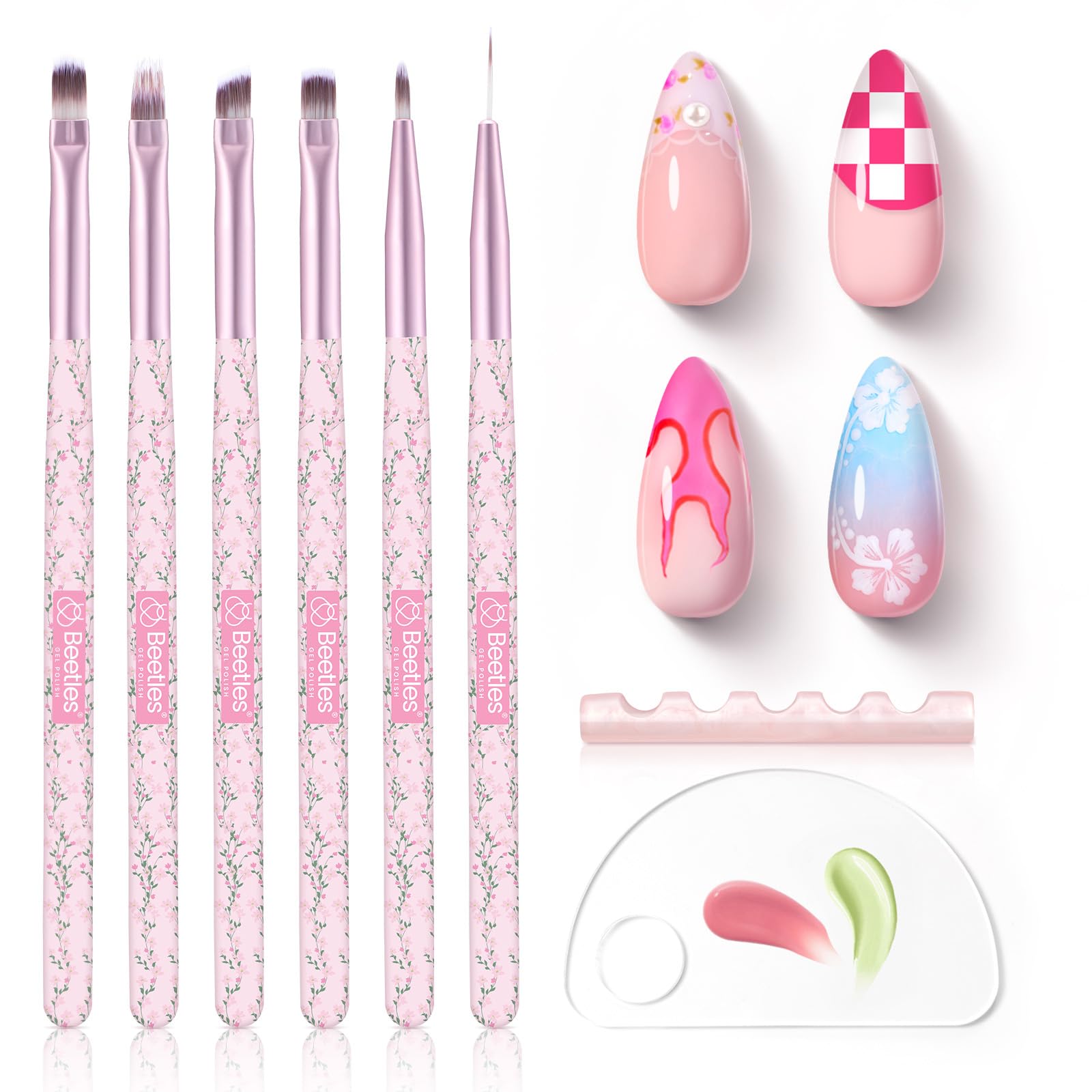 6 Pcs Nail Art Brushes Set: Precision Gel Application – Beetles