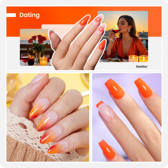 orange nail designs showcasing sunset gradients and hot summer patterns.