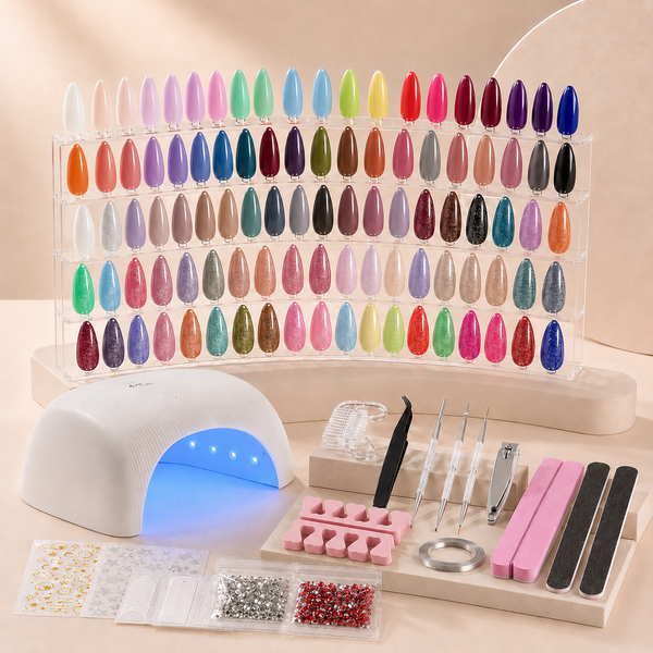 Beetles Gel Nail Starter Kit Color Enchantment 80Pcs 55 Colors Nail Art All-in-One Mani Kit