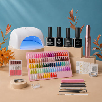Beetles Gel Nail Starter Kit LuliCore Polka Set With UV Light 55Pcs 32 Color All-in-One Mani Kit