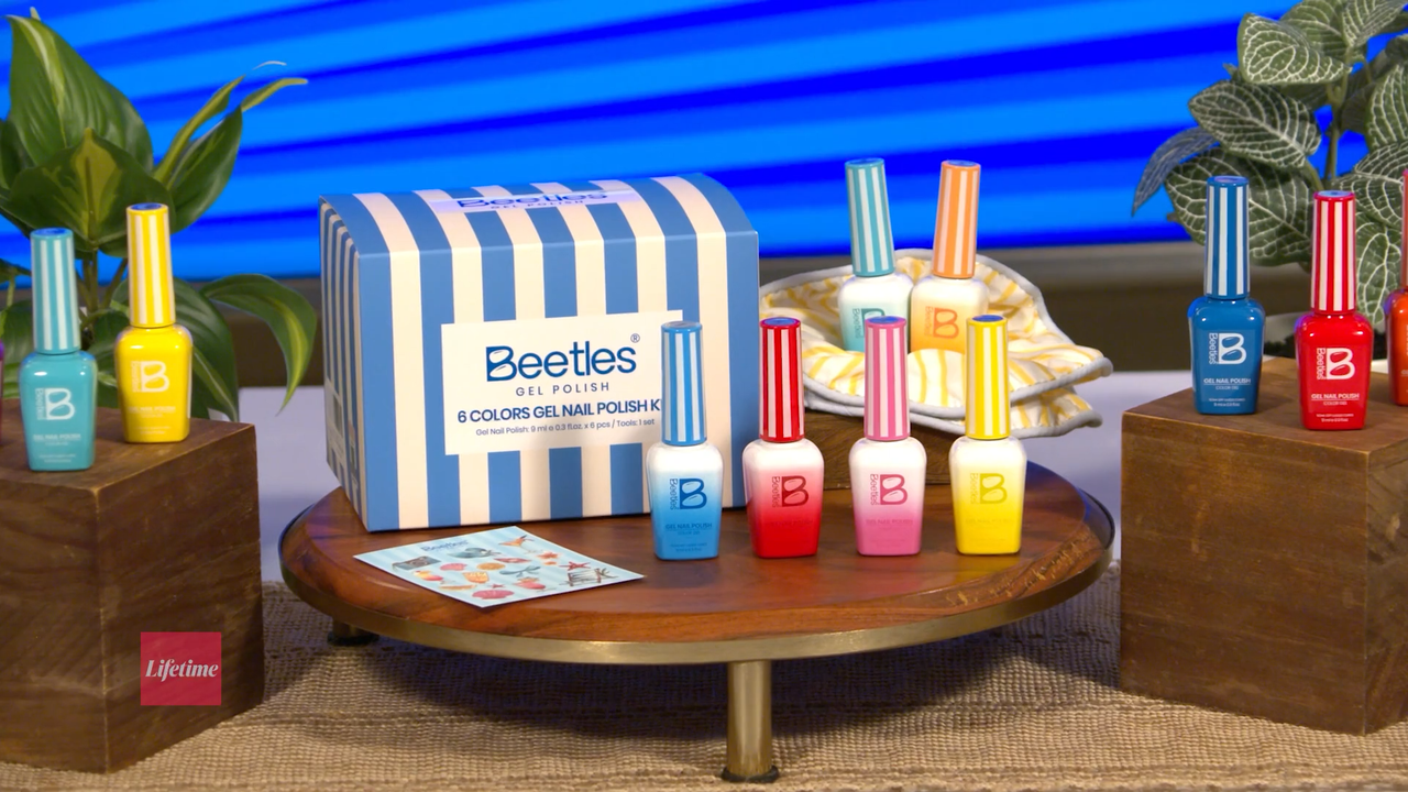The Lifetime List TV show featuring Beetles 6-color gel nail polish kit — beach lifestyle product display setup