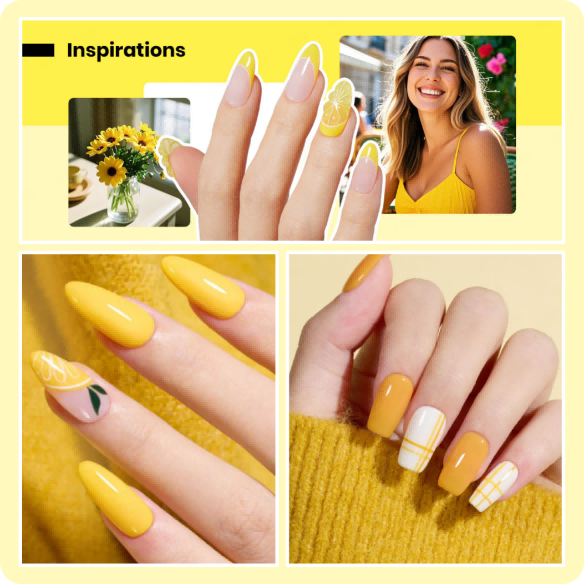 yellow nail designs in various cheerful styles by Beetles gel nail polish